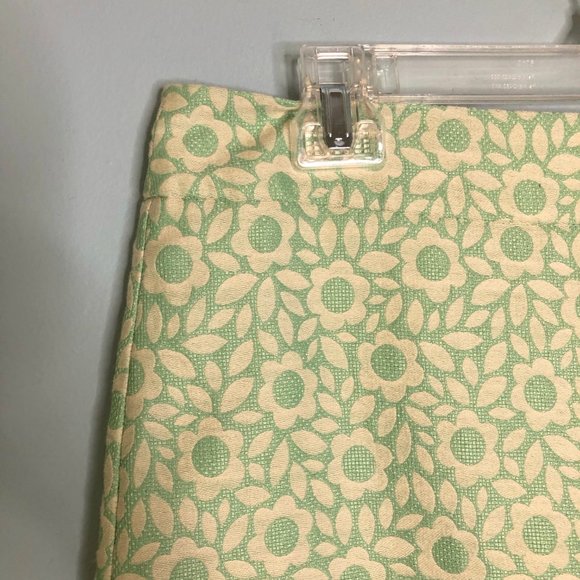 LOFT Light Green and Off White Mini Skirt A-LIne Size 6 Retro Flowers Floral - Picture 6 of 8